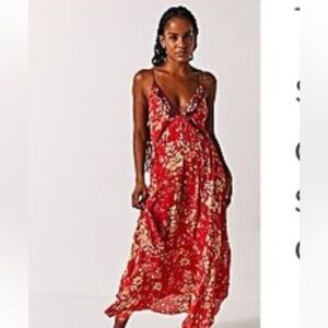 NWT Free People There She Goes Maxi Slip Dress, Meadow Combo size Medium